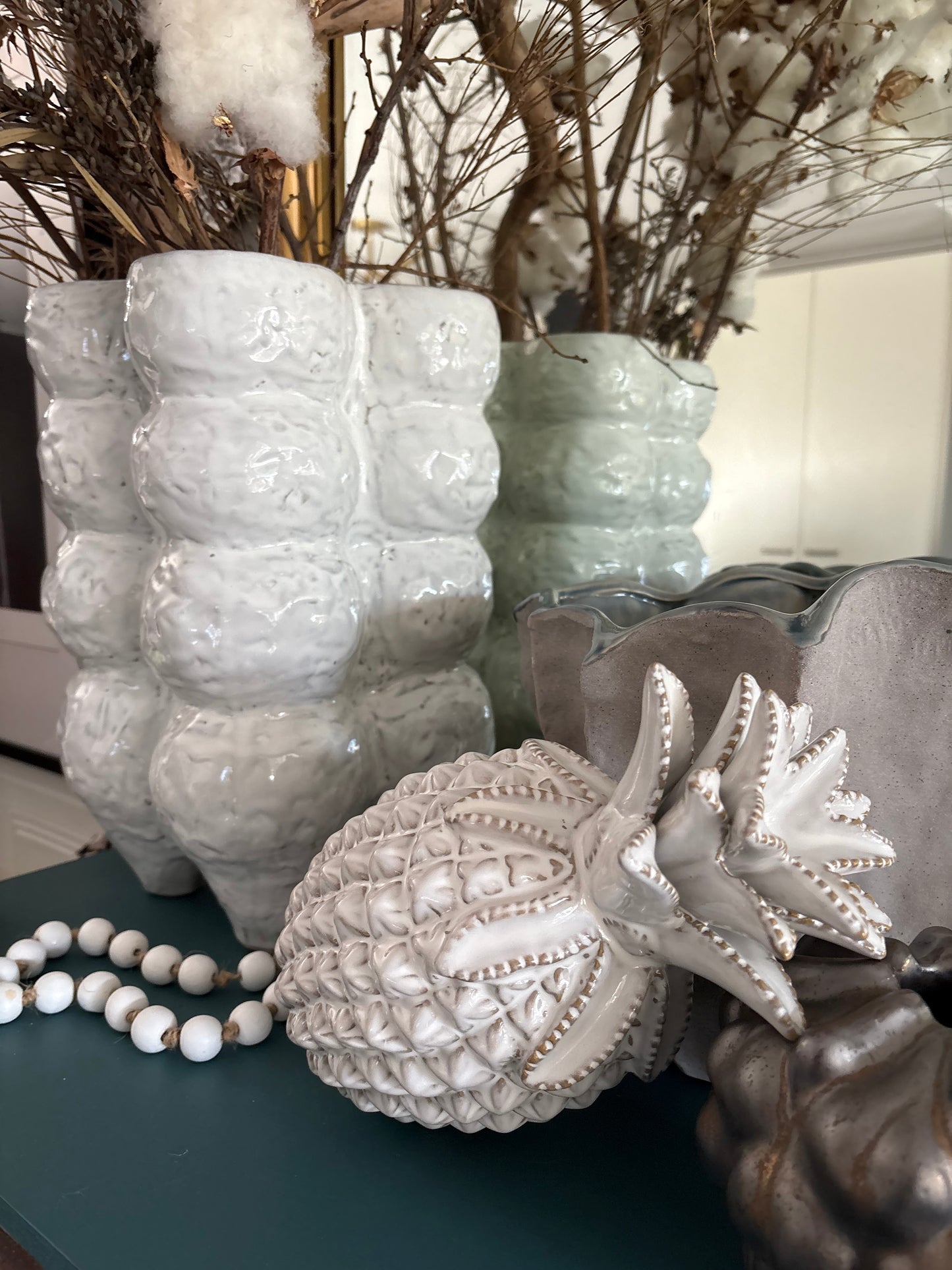 Lola White Ceramic Pineapple Figurine