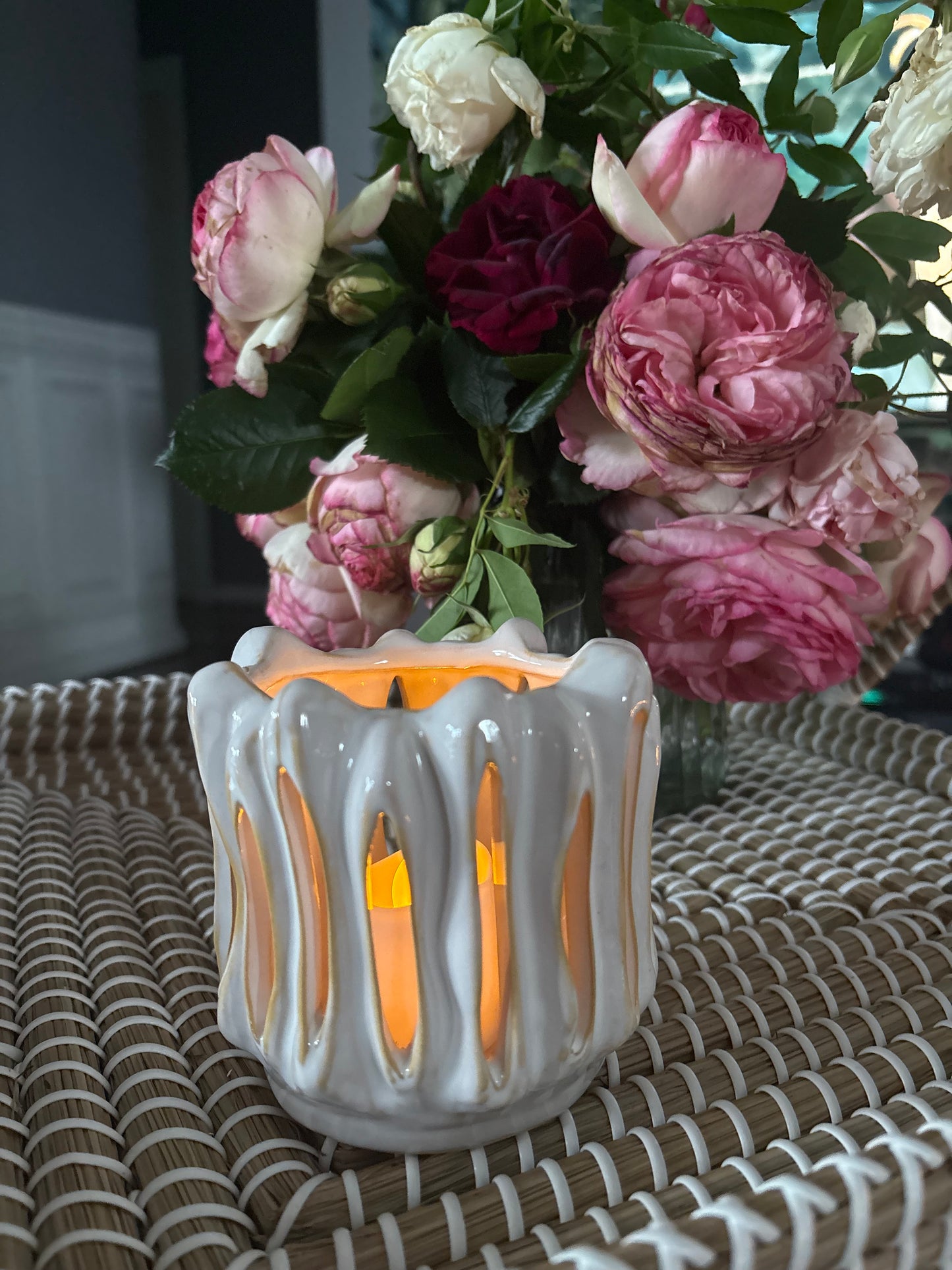 Claudia White Ceramic Lantern Small