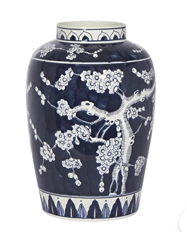 Cherry Blossom Blue & White Vase