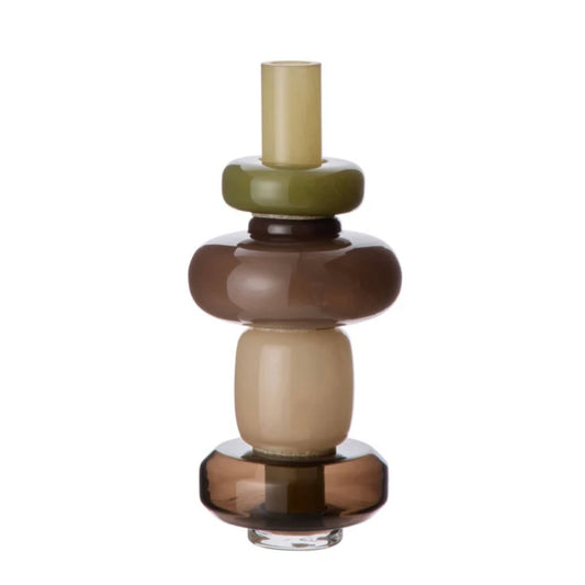 Brown and Green Glass Tall Vase
