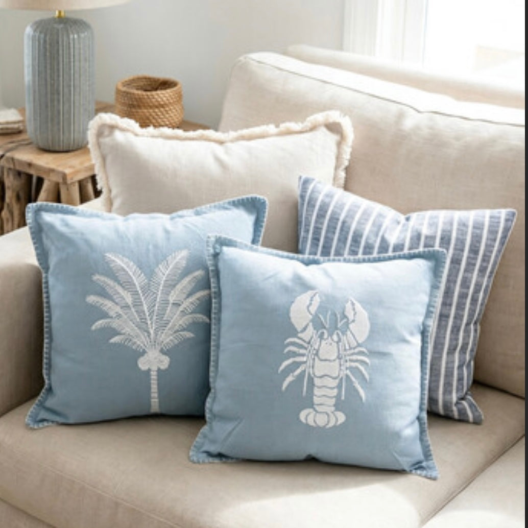 Palm Cushion - Blue