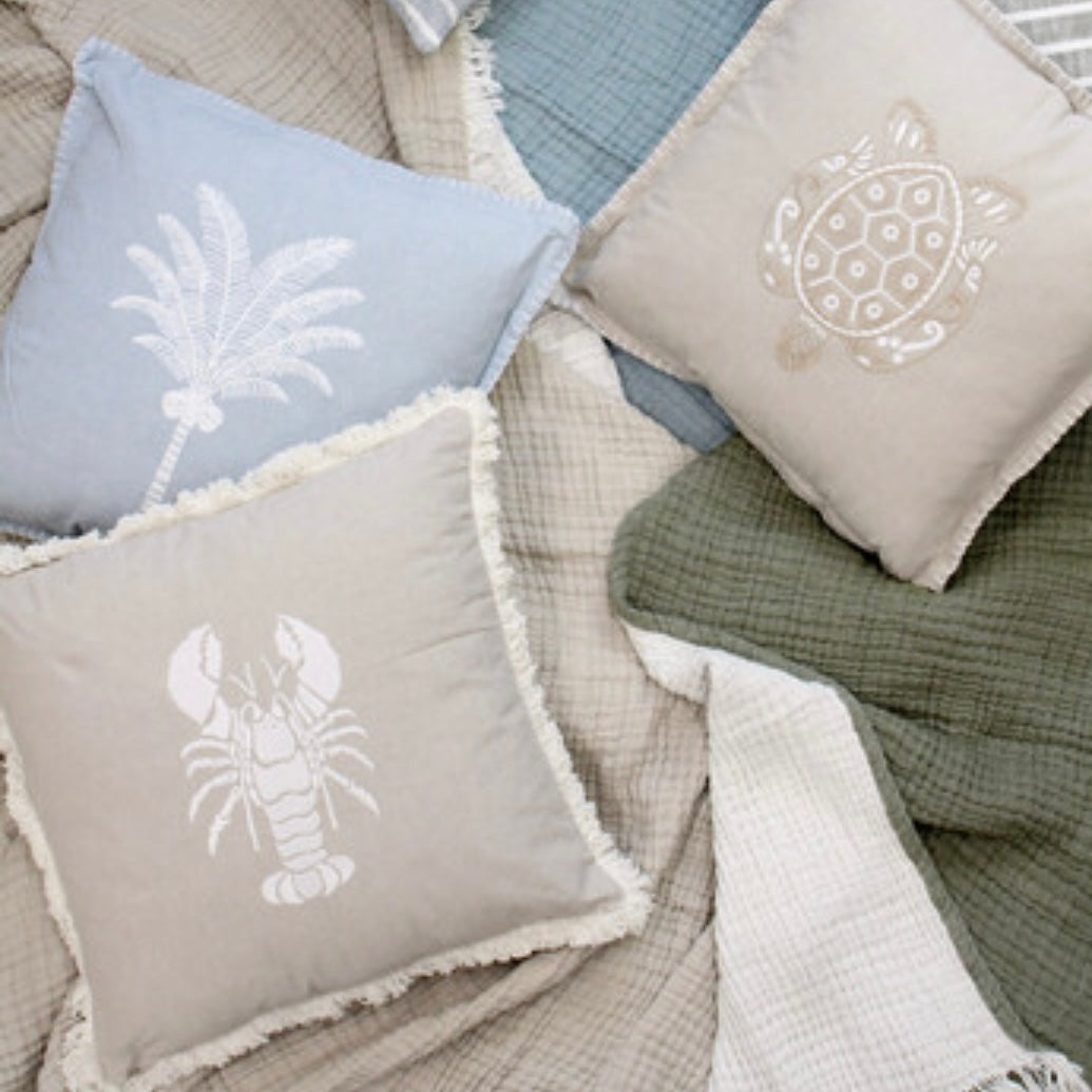 Coral Ivory/Grey Cushion