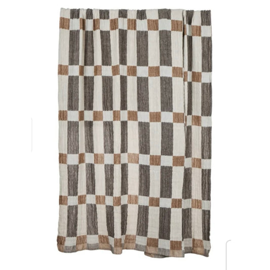 Brown and Natural Muslin Throw