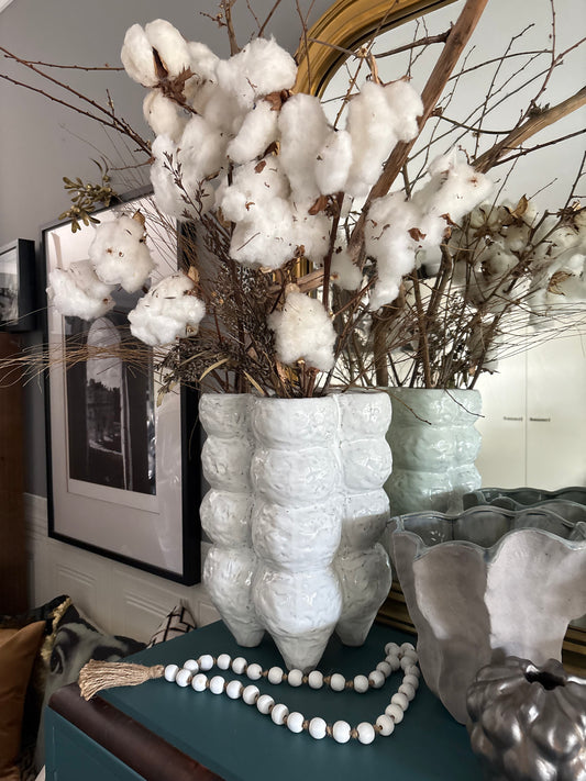 Jenna Tall White Ceramic Vase