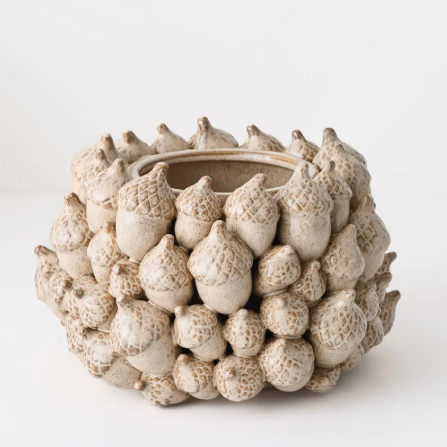 Acorn Pot - Ceramic Almond Cream