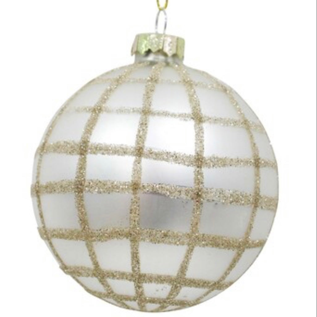 Glass Gold Bauble - Tartan