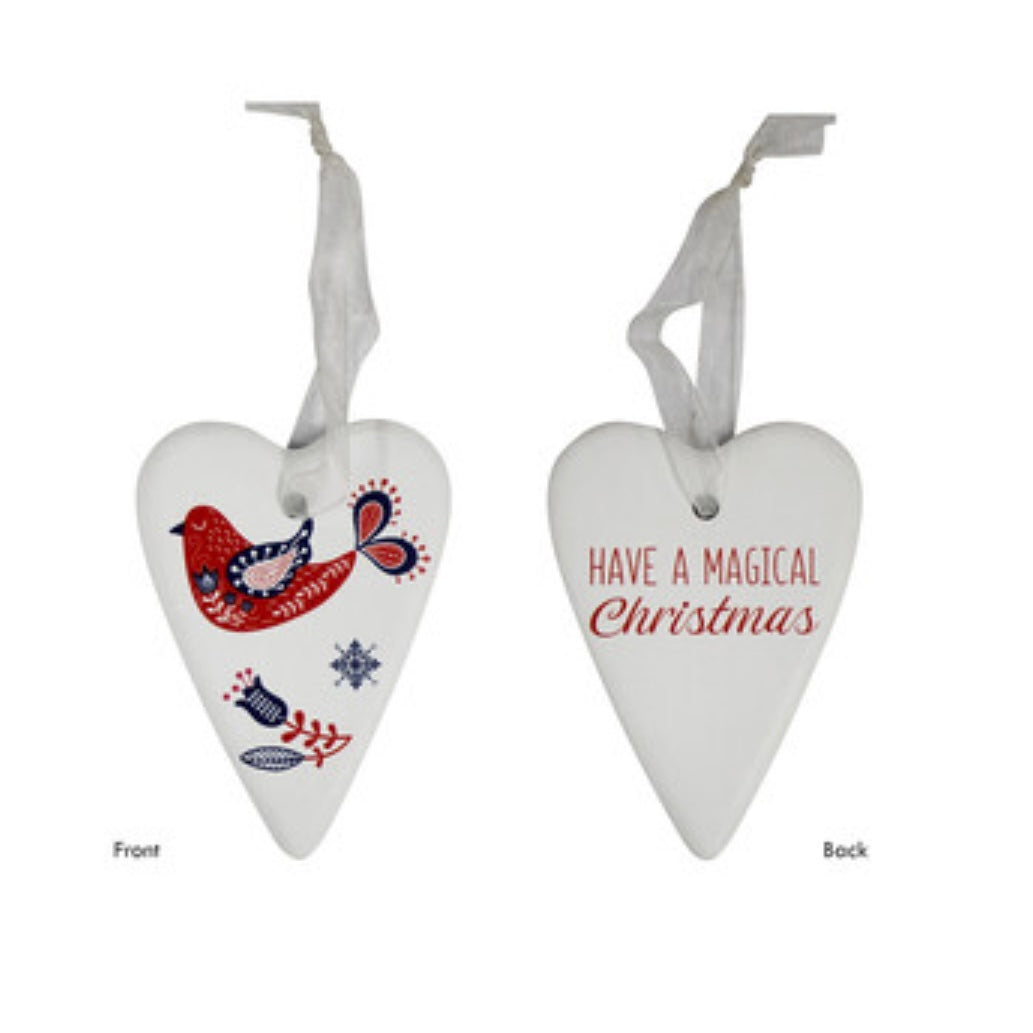 Christmas White Heart - Ceramic