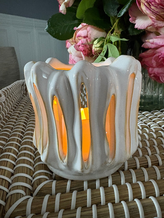 Claudia White Ceramic Lantern Small