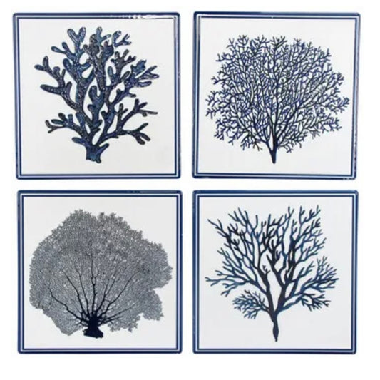 Coral Coasters - Blue & White Ceramic