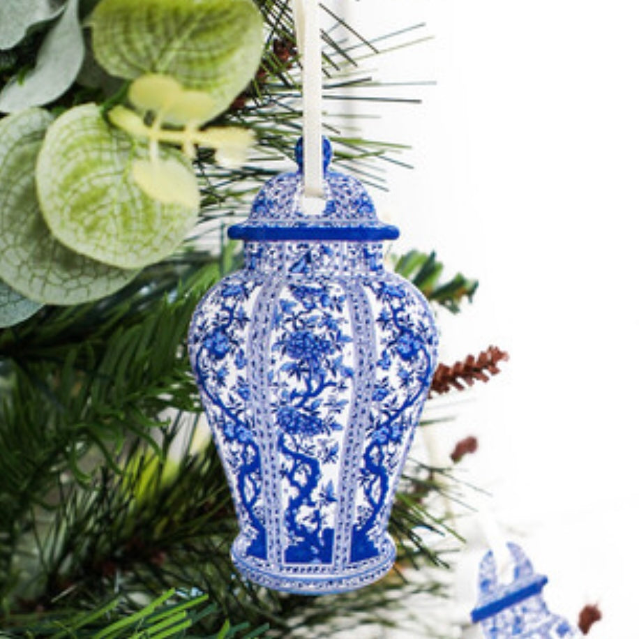 Blue & White Christmas Tag - Porcelain