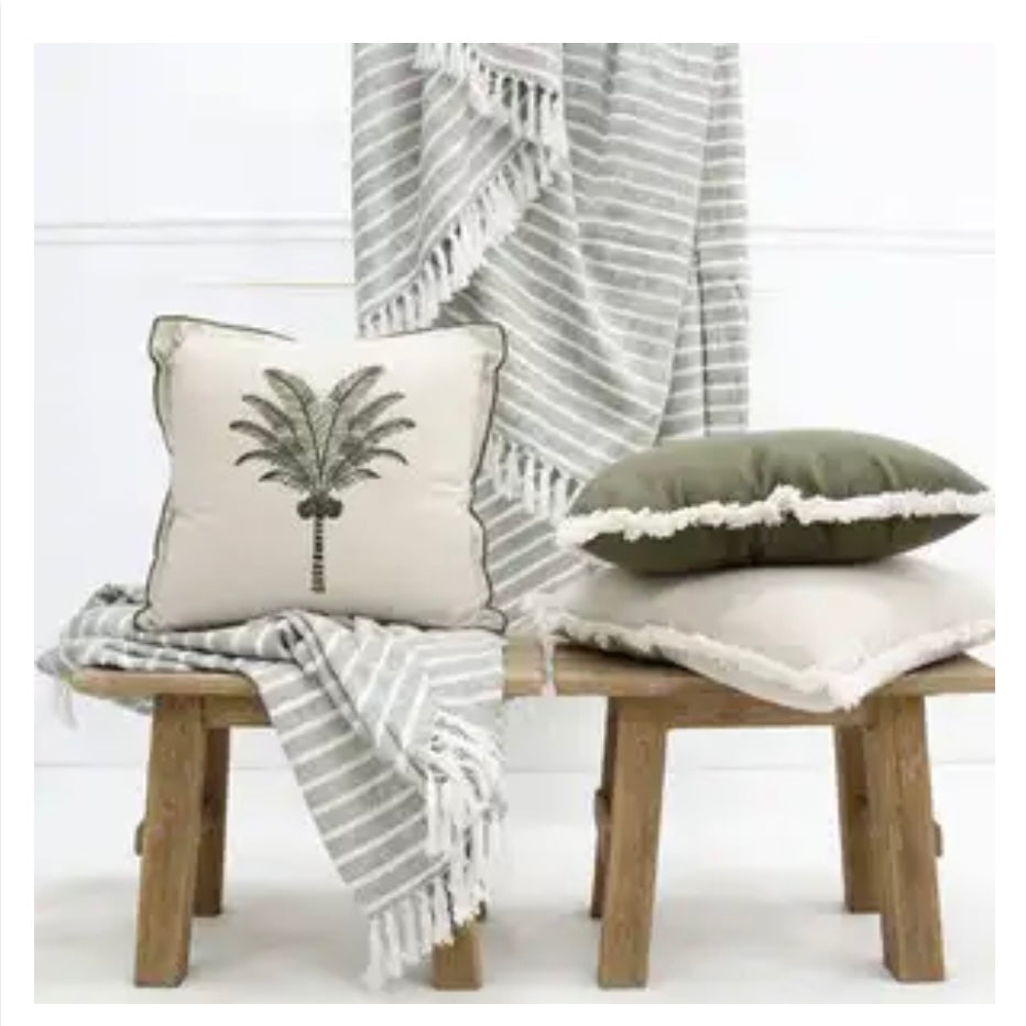 Green Palm - Ivory Cushion