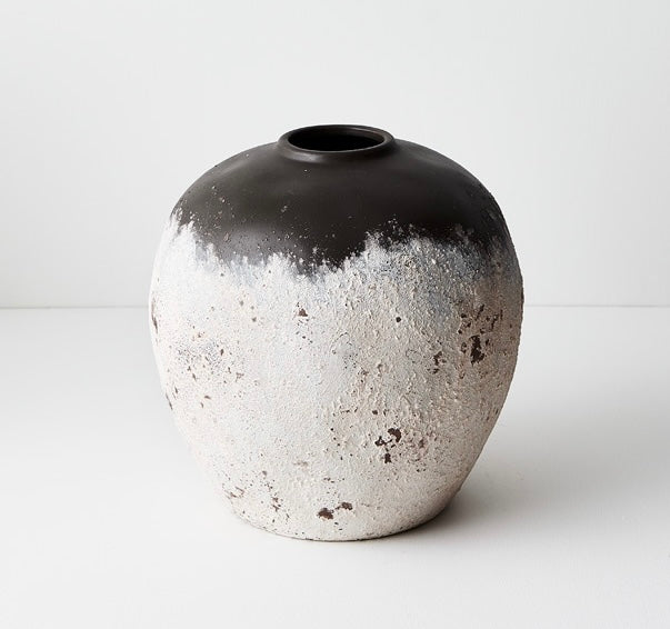 Brown and White Ceramic Pot