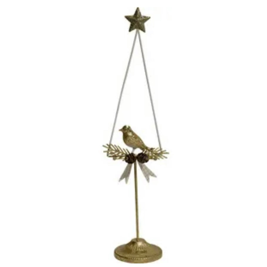Metal Bird Stand - Gold