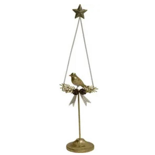 Metal Bird Stand - Gold